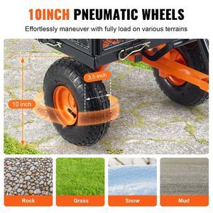 Carrello da Giardino Robusto in Acciaio con Capacità di 100L, Montaggio Semplice, Maniglia Versatile a Doppia Funzione, per Carichi Pesanti - Product Image 4