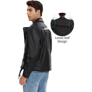 เสื้อแจ็คเก็ตบุรุษแท้ สีดำ ทรงบอมเบอร์ คอตั้ง ไซส์ XS ทรงเข้ารูป ซิปหน้า ดีไซน์ไบค์เกอร์ น้ำหนักเบา เสื้อผ้าสำหรับขี่มอเตอร์ไซค์ - Product Image 5