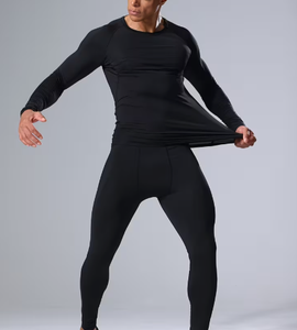 Ensemble de survêtement d'hiver pour homme Spezia International, noir, manches longues, col rond, couleur unie, spandex/nylon, tailles personnalisées - Product Image 1