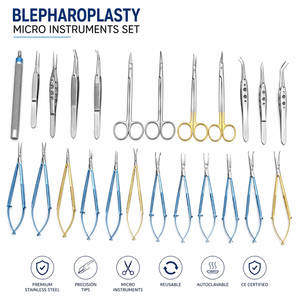 Juego de Microinstrumentos para Blefaroplastia, 24 Piezas, Herramientas de Cirugía General, Acero Inoxidable, Manuales, Certificación CE Clase I - Product Image 4