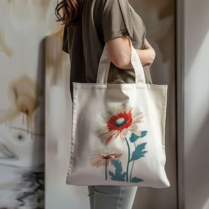 Thick <b>Fabric</b> Canvas Tote <b>Bag</b> Durable Reusable Shopping Carry <b>Bag</b> with Reinforced Stitching Handles - Product Image 1