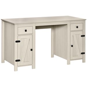 Adjustable Barn Door Style 3-Level MDF Home Office Writing Desk Durable <b>Study</b> <b>Table</b> Computer Workstation with Drawers - Product Image 1