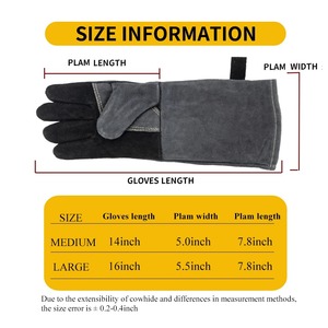 Gants de sécurité pour soudage MIG en cuir de vachette résistant à la chaleur élevée, avec coutures en Kevlar, ignifuges, pour soudeurs, OEM, chasse, LGW-0002 - Product Image 3