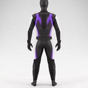 Combinaison de course moto homme manches longues noire, blanche et violette, blocs de couleur, séchage rapide, protection toutes saisons, 100% authentique et de qualité supérieure - Product Image 3