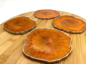 High Gloss <b>Epoxy</b> Resin Tea <b>Coffee</b> Coaster Set with Stand Handmade Square Round <b>Table</b> Protection Best Price - Product Image 3