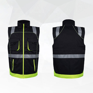 Gilet de sécurité haute visibilité unisexe en polyester, vêtement de travail réfléchissant léger pour l'extérieur avec fermeture éclair et poches - Product Image 1