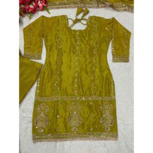 Designer Women's Party Wear Top Bottom Dupatta Set with Fancy Borders and <b>Lace</b> Work - Product Image 2