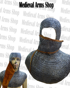 Capucha de Cota de Malla Medieval Hecha a Mano con Acolchado de Cuero, Anillos de Acero Suave Remachados, Armadura de Caballero para Cosplay y Reenactment - Product Image 3