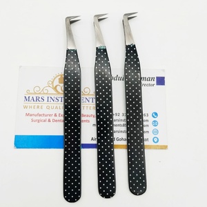 Meilleures pinces à épiler pour extensions de cils à pointe en fibre à 90 degrés, en acier inoxydable, solides et recouvertes de papier - Product Image 2