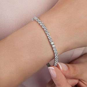 Pulsera de Moissanita Tipo Tenis de Plata Hecha a Mano, Brillante, Corte Redondo, Joyería Fina para Novia, Boda, Regalo, Venta al por Mayor - Product Image 1
