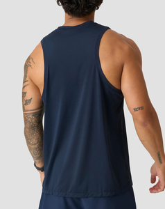 Breathable Men's <b>Navy</b> Blue Sleeveless Tank <b>Top</b> O-Neck Quick Dry Knitted Solid Color Casual Wear Cheap Price 180 Grams - Product Image 2