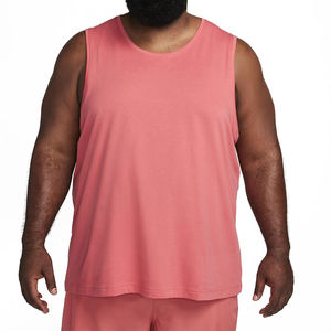 Camiseta sin mangas de punto con cuello redondo rosa para hombre, ropa informal - Product Image 1