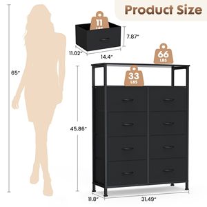 8-Drawer Fabric Dresser <b>Storage</b> Tower <b>Clothes</b> Organizer for Bedroom Entryway Living Room TV Stand Wardrobe - Product Image 3