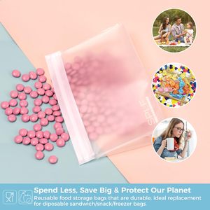 ถุงแซนวิชแบบใช้ซ้ำได้สำหรับใส่ในเครื่องล้างจาน, ถุงแช่แข็งขนาดควอร์ต, ถุงเก็บอาหารแบบใช้ซ้ำได้ - Product Image 3