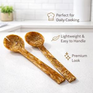 Cucharas de resina para servir y comer, hechas a mano con grabados decorativos en espiral, para uso doméstico, en la cocina y en restaurantes. - Product Image 2