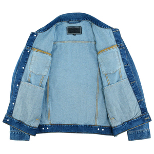 Veste en jean bleu classique pour homme, coupe slim vintage, style camionneur, décontractée, en coton, pour le printemps - Product Image 5