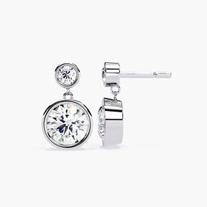 Pendientes de Diamante Cultivado en Laboratorio de 1.80CT con Engaste de Bisel en Oro de 14K, Diseño Minimalista, para Compromiso, Boda, Fiesta Nupcial, Regalo de Lujo para Mujer - Product Image 5