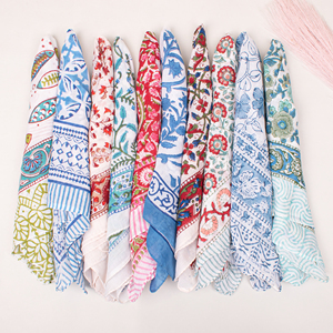 Handkerchief unisex bandana bohemian face cover handmade block printed cotton scarf summer hair <b>wraps</b> skin-friendly - Product Image 5