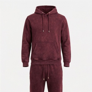 Ensemble de survêtement pour homme en velours de coton uni à capuche, sweat-shirt et pantalon longs, tenue décontractée pour l'automne - Product Image 1