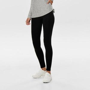 Leggings de yoga taille haute sans couture, longueur intégrale, noir uni, en Spandex et Nylon, avec taille élastique - Product Image 6