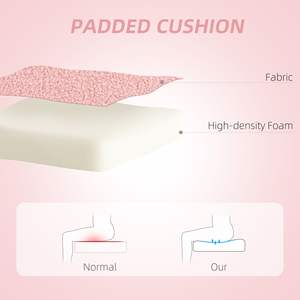 Silla de escritorio para computadora sin brazos Teddy Fleece Heart Makeup Vanity Chair con ruedas giratorias Silla de trabajo de oficina en rosa - Product Image 4