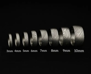 Anillo de boda unisex AR KNIVES INDUSTRY de acero de Damasco, 3mm-10mm, estilo clásico, chapado personalizado, engaste de canal, a la moda - Product Image 3
