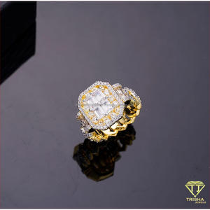 Élégante bague octogonale en argent 925 avec diamant de laboratoire et pierre centrale audacieuse pour la vente en gros de bijoux - Product Image 2