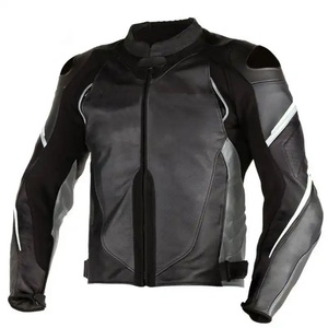Blouson de moto en cuir PU noir et blanc pour homme, col rond, fermeture éclair, coupe-vent, à capuche, streetwear, manches régulières, couleur unie, séchage rapide - Product Image 6