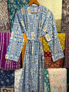 Womens Soft Cotton Printed Kimono Robe Boho Comfy Night Wear <b>Kaftan</b> Maxi Dress <b>Beach</b> Cover Up Dress Nightwear Dress - Product Image 5