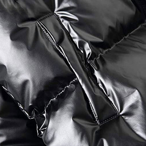 Veste matelassée à capuche unisexe noire, fermeture éclair, coupe-vent, vêtement d'hiver décontracté, rembourrage épais en polyester, couleur unie, coupe régulière - Product Image 6