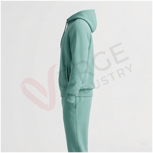 Conjunto Deportivo Unisex Verde Menta, Manga Larga, Capucha con Cierre Frontal, Color Sólido, Transpirable, Corte Regular, Ropa Casual de Otoño - Product Image 3