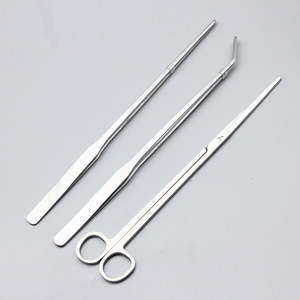 MEDZORA SURGICAL – Kit de 3 outils de nettoyage et d'entretien pour plantes d'aquarium, pinces droites et courbées en acier inoxydable, ciseaux manuels CE - Product Image 2