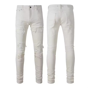 Jeans de Verano con Logotipo Personalizado, Estilo Vintage, Casual, Lavados, con Cierre, para Hombre, Corte Slim Fit, Rectos - Product Image 1