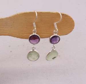 Natural Prehnite & Amethyst <b>Earrings</b> 925 Sterling Silver Multi-Stone Drop <b>Earrings</b> <b>Handmade</b> Wholesale Gemstone Jewelry - Product Image 6