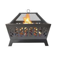 Cheminée d'extérieur avec gril, chauffage de patio à bois, poêle de jardin en métal, foyer de jardin avec porte en maille