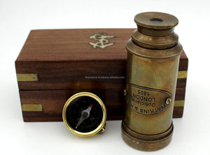 Hải lý Thuyền Trưởng spyglass Brass cầm tay Kính thiên văn Antique kết thúc chức năng cho cướp biển trong một hộp gỗ ngoài trời sử dụng kính thiên văn - Product Image 3