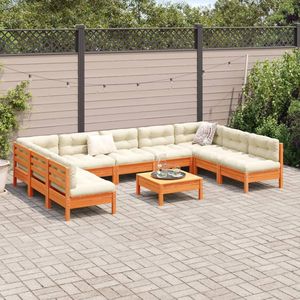 Conjunto de Sofá de Jardín de Madera de Pino Sólido Color Cera Marrón con Tela Oxford y Algodón PP, Muebles de Exterior Elegantes - Product Image 3
