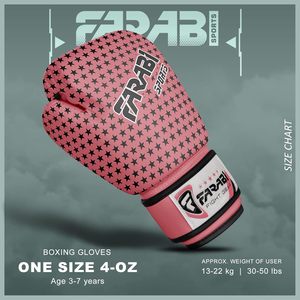 ถุงมือฝึกซ้อมมวยสำหรับเด็ก Farabi Sports รุ่น Unisex ปรับแต่งได้ ลายดาวสีชมพูพรีเมียม หนัง PU ปิดแบบตีนตุ๊กแก - Product Image 6