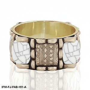 กำไลข้อมือโมเสกงานฝีมือเคลือบทองโบราณ ประดับด้วยหินสีขาวสไตล์โบฮีเมียน สำหรับผู้หญิง - Product Image 2