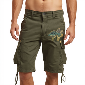 Pantalones Cortos Cargo para Hombre, Listos para la Aventura, con Bordado de Montaña y Diseño Relajado para un Estilo de Vida al Aire Libre - Product Image 2