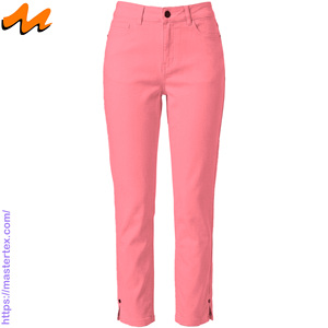 Pantalones Casuales de Fiesta para Mujer, Corte Regular, con Cinco Bolsillos y Abertura en la Parte Inferior, Tejido Transpirable, Primavera/Verano, Algodón y Elastano, 7.81 oz - Product Image 1