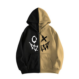 Sweat à capuche pour homme Hip Hop motif Petit Diable et Araignée, 100% Coton, Cardigan zippé, Design orné de strass, Coupe ample, Style Printemps - Product Image 4