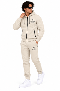 Ensemble survêtement molletonné personnalisé pour homme, sweat à capuche zippé et pantalon de jogging, deux pièces, style streetwear décontracté haut de gamme, tenue de sport pour homme actif - Product Image 3