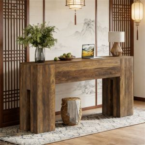Sturdy Wooden Console <b>Table</b> for Foyer Main <b>Sofa</b> Corridor <b>Side</b> Use - Product Image 1