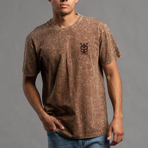Camiseta con logo personalizado estampado a bajo precio, estilo acid wash para hombre, 100% algodón, corte holgado, para hacer ejercicio, camiseta acid wash para hombre - Product Image 2