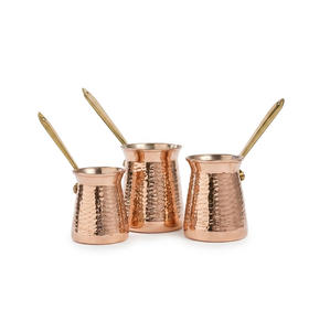 Auténtica cafetera turca Cezve, Briki griega, cafetera de cobre martillada a mano, olla árabe armenia para estufa con mango de latón - Product Image 3