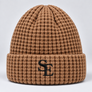 Wholesale Waffle <b>Knit</b> Winter Beanie Warm Chunky Ribbed Cuff Soft Stretch <b>Knit</b> <b>Hat</b> Custom Embroidered Logo OEM ODM Unisex Fashion - Product Image 3