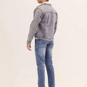 Veste en jean délavé pour homme, coupe droite, simple boutonnage, col rabattu, décontractée, en coton, pour l'automne - Product Image 6