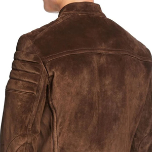 High Quality Brown Suede <b>Leather</b> <b>Jackets</b> with Buttons Vintage Full Sleeves Lined Polyester <b>Jacket</b> for Men - Product Image 3