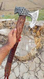 Lames de prestige en acier damas gravé, tête de hache en bois, service OEM/ODM de haute qualité, personnalisé, vente en gros - Product Image 3